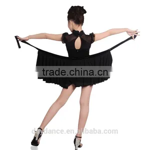 Girl Child Elegant Black Dance Skirt Suit Kids Mesh High Neck Sleeveless Latin Dance Leotard thumbnail-4