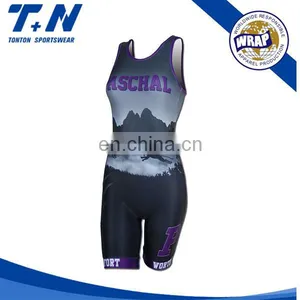 China Manufacture High Quality Sublimated Youth Wrestling Singlet thumbnail-4