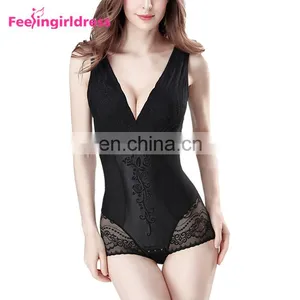 Latest Design Black Slimming Nylon V Neck Lace Underwear Body Shaper For Women Walmart thumbnail-2