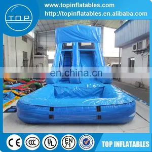 Durable Blue Marble Inflatable Water Slide With Pool thumbnail-1