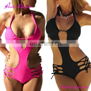Custom Made India Women Rose Red Sexy Halter Neck One Piece Bikini thumbnail-1