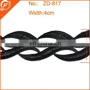 2014 Fashion Black Embroidered Lace Trim for Dress Flower Pattern thumbnail-1