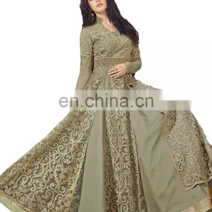 2017 Wedding Parrty Wear Net Anarkali Style Lehenga Suits (Semi-Stitched) thumbnail-6