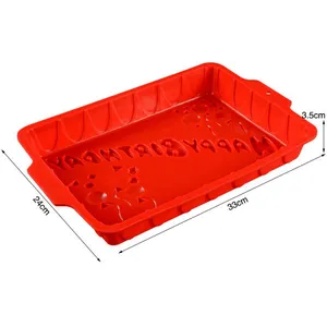 Free Sample Food Grade Heat Resistant Nontoxic Silicone Cake Mold Baking Mousse Pudding Mold Tool Happy Birthday thumbnail-3