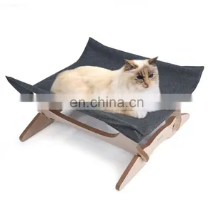 Cat Hammock Pet Cots for Small Animals Detachable Wooden Frame Square Hanging Cat Sofa Sleeping Bed thumbnail-1