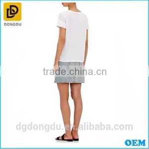 Wholesales China Casual 100% Cotton Custom White Simple Lady T Shirt thumbnail-4