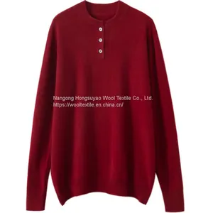 Spring and Autumn Men Fashion Round Neck Red Cashmere Sweater Knitted Pullover Sweater thumbnail-4