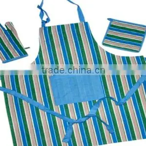 100% Cotton Printed Kitchen Apron Glove Set thumbnail-1