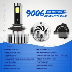 9006 High Power 80W LED Headlight Bublbs All-in-One Conversion Kit 8000 Lumen Headlamp For Upgrade Cars thumbnail-2