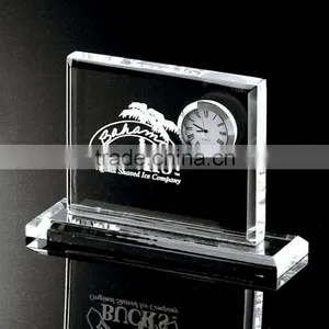 Promotional Office Gifts Clock With Stand Engraved Glass Clock Stand thumbnail-1