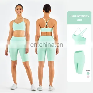 Ribber Camisole Women Yoga Fitness Workout Sports Bra Custom Print High Impact Strappy Bras Top thumbnail-3