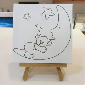 Mini Canvas Frame Painting Kit With Drawing for Kids DIY Oil Painting Acrylic Preprinted Stretched Canvas Print thumbnail-1