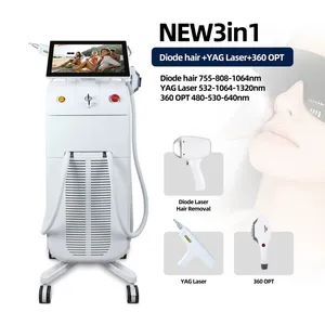 Compact 3 in 1 808nm Diode Laser SHR Hair Removal + Nd:YAG 1064nm Tattoo Removal 15J/cm2 Fluence Automatic Skin Type Detection thumbnail-1