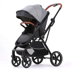 Mum Easy Lightweight Linen Baby Pram Aluminum Alloy Stroller Portable Foldable Travel Comfortable Reversible Seat 15kg Load thumbnail-1