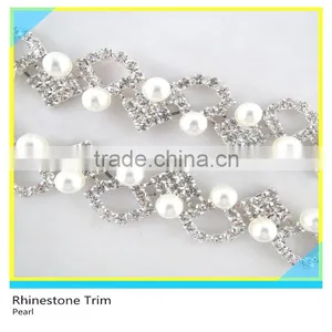 Pretty 888 Crystal Rhinestone Mix Pearl Bead Mesh Trim For Necklace thumbnail-4