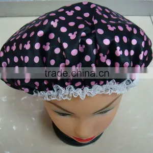 Black Double Layer Shower Cap Bath Cap thumbnail-1