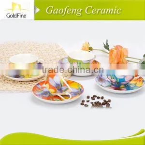 Bright Color Glaze Porcelain Cups and Saucers thumbnail-3