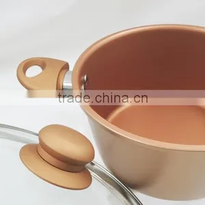 New Coffee Gold Color Aluminum Cookware Set Non Stick Coating Forged Imitation Looks thumbnail-3