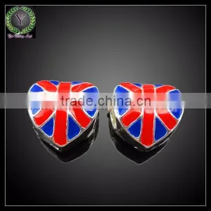 Wholesale Metal Slide Cute USA Flag Heart Shape Pendant for Necklace thumbnail-1