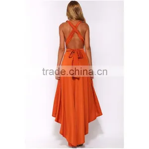 Women Bridesmaid Solid Wrap Convertible Multi Way Long Maxi Dress For Cocktail Gown thumbnail-2