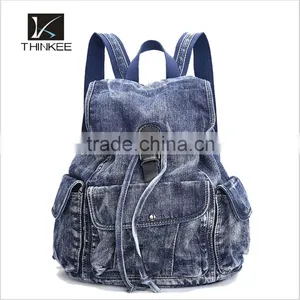 High Quality Fashion Factory OEM Durable Retro Jeans Cloth Backpack Bag thumbnail-1