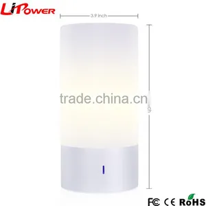 White Color Touch Sensitive Dimmable RGB LED Bedside Table Lamp thumbnail-5
