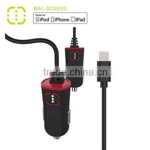 Walnut Brand Single Car Charger With Attached MFI Cable thumbnail-3