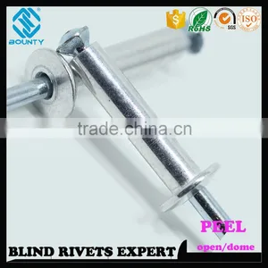HIGH QUALITY OPEN END MANUFACTURER DOME HEAD ALUMINUM STEEL PEEL TYPE RIVETS thumbnail-1