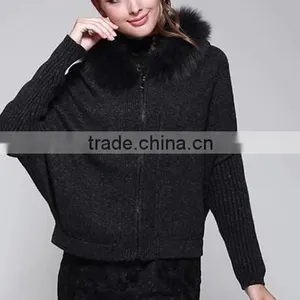 Stylish Merino Wool Sweater With Raccoon Fur thumbnail-5