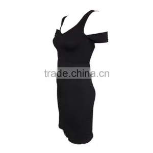 2016 New Design Seamless off Shoudler Sexy Women Loose Black Dress for Wholesale thumbnail-2