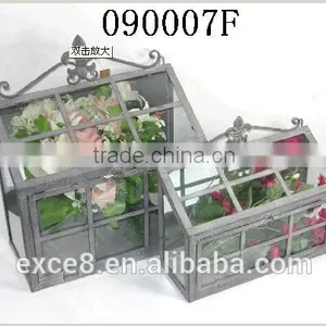 Vintage Gray Metal Conservatory With Glass for Wholesale Garden thumbnail-1