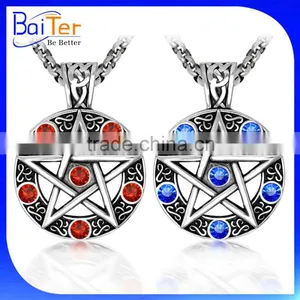 Rock Style Men Jewelry Titanium Stainless Steel Retro Vintage Star Of David Pendant thumbnail-1