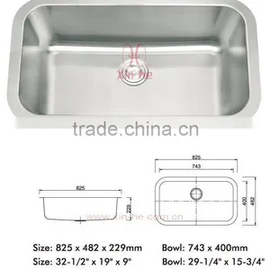 American Single Bowl Undermount Stainless Steel Kitchen Sink thumbnail-1