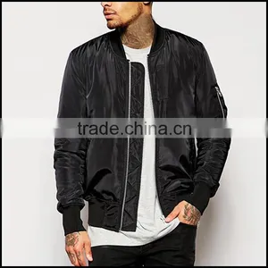 Side Pockets Ribbing Cuff Mens Fashion Jacket Wholesale Round Neck Zip Opening Custom Bomber Jackets thumbnail-2