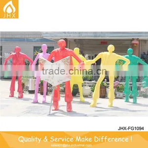 Park Decoration Life Size Reader Group Fiberglass Statue thumbnail-1