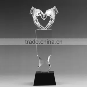 Oem Logo Design Size Optical Glass Round Cutting Edge Award Figurine Wholesale K9 Engraving Crystal Sunflower Award thumbnail-4
