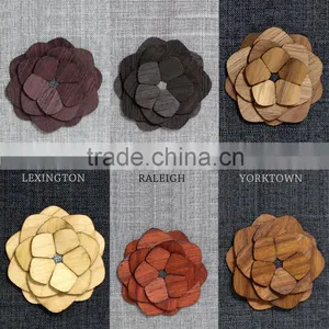 Fashion Wholesale Wooden Antique Flower Lapel Pin for Wedding Dress thumbnail-1