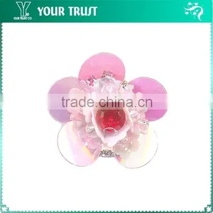 Clear Rhinestone Red Acrylic Stone Beaded Flower Sequin Applique Patches thumbnail-1