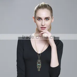 Collier Femme Plume Dreamcatcher Native American Fringe Necklace Collier Attrape Reve Colares Boho Chic Collana Acchiappasogni thumbnail-3