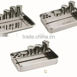 MK03-749 Hospital Surgical Medical Stainless Steel Medical Hollow Ware Instruments Treatment Plate With Bottles thumbnail-1