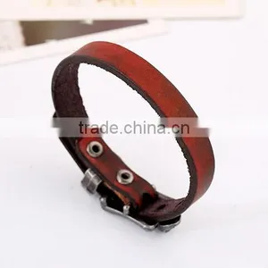 Braided Leather Bracelet Cuff With Metal Snap Closure Adjustable Genuine Leather thumbnail-3