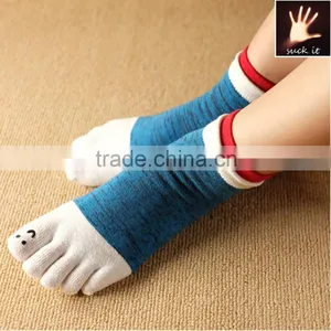 Pure Color Linen Short Cylinder Five Fingers Couples Socks thumbnail-1