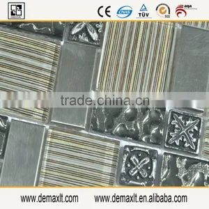China Famous Restaurant in Stock Dezhou Demax Silver Glass Mosaic Tile thumbnail-4