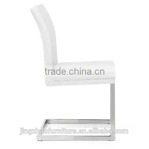 Modern White Dining Chair With Leg Stainless Steel thumbnail-4