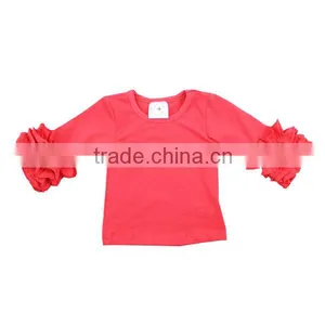 Knitted Baby Cloth Fall Shirt Blank Clothing Coral Ruffle Shirt Cotton Kids Top Wholesale Icing Ruffle Shirt Girls Icing Shirts thumbnail-3