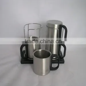 Four Piece 220ml Cup Set Eco-friendly FDA LFGB Double Layer Stainless Steel Coffee Mug Cup Tumbler thumbnail-2