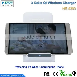 2016 Hot Sale Product Phone Holder Design 3 Coil qi Wireless Charger Stand From China Factory thumbnail-1