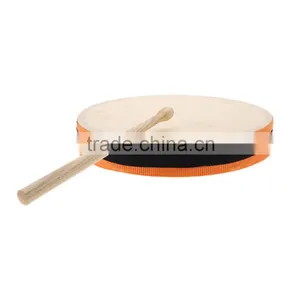 8" Wood Hand Drum Dual Head With Drum Stick Percussion Musical Educational Toy Instrument for KTV Party Kids Toddler thumbnail-2