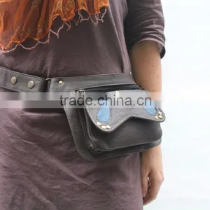 Women Wide Waist Band Leather Pouch Leather Utility Belts With Pockets thumbnail-4