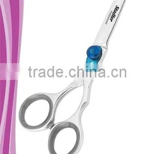 Silver Rod Hair Styling Scissor Size 6 Inch Removable Finger Rest Adjustable Blue Tension Dial Mirror Finish thumbnail-1
